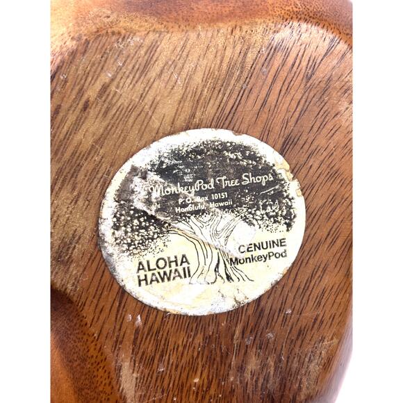 Vintage Monkey Pod Wood Taro Leaf Bowl – House of Monkeypod Hawaii Handcrafted - Picture 9 of 11